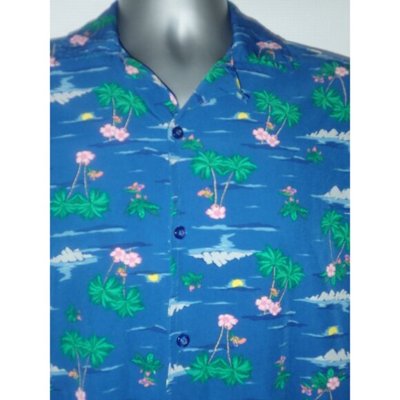 Life Is A Beach Good Vibes Short Sleeve Hawaiian Button Front Shirt Men's S Blue - Picture 3 of 5
